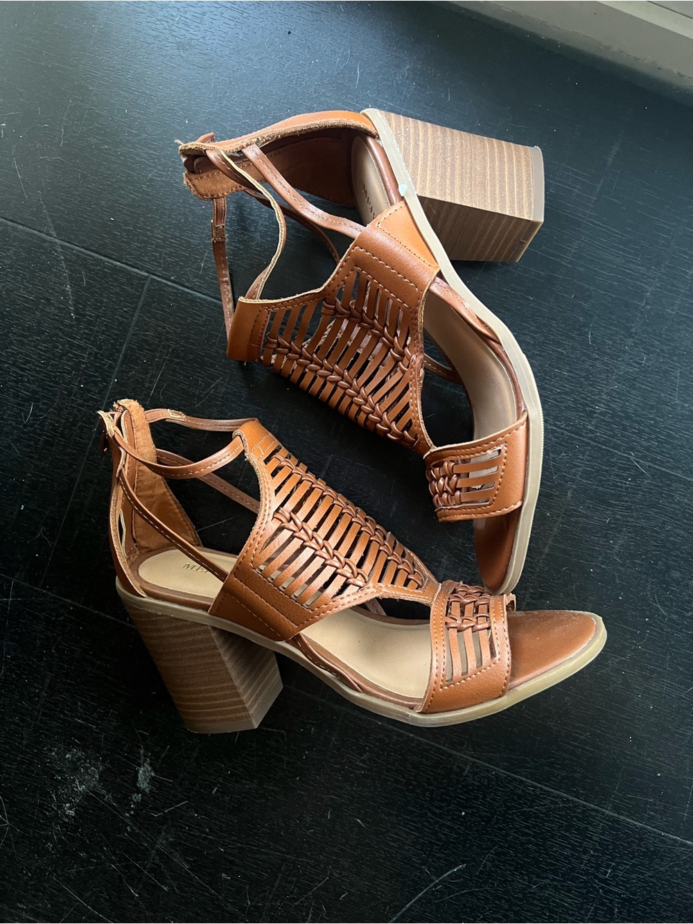 Merona Tan Woven Block Heel Sandals